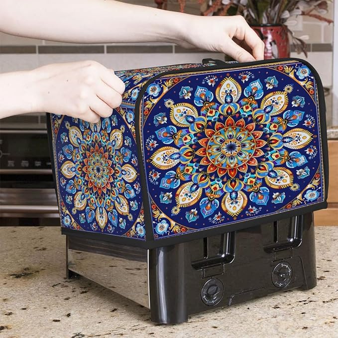 Toaster Cover 2 Slice Wide Slot Boho Mandala Flower(214) Bread Toaster Oven Dustproof Cover Small Appliance Kitchen Covers Dust and Fingerprint Protection for Women Gift 2 Slice