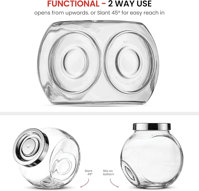Bormioli Rocco Pandora Glass Jar with Metal Lid 75.5 oz - Airtight Storage Container for Snacks, Candy & Dry Foods - Versatile Kitchen & Pantry Organizer - Durable Clear Glassware