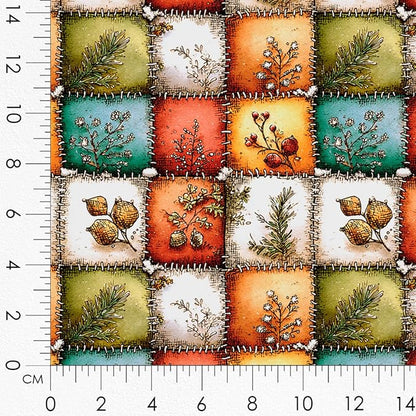 Cozy Animals Patchwork Quilting Fabric Panel – 6× (10×10 inch) Blocks + Bonus Patchwork Sheet 29.5×19.6 inch, 100% Cotton 140 GSM, Winter Forest Animal Theme