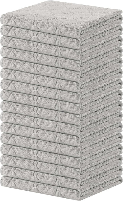 Homaxy 16 Pack Kitchen Cloths Dish Towels (13" x 19", Grey), Super Soft and Absorbent Coral Velvet Dishcloths, Fast Drying No Lint Microfiber Cleaning Cloth
