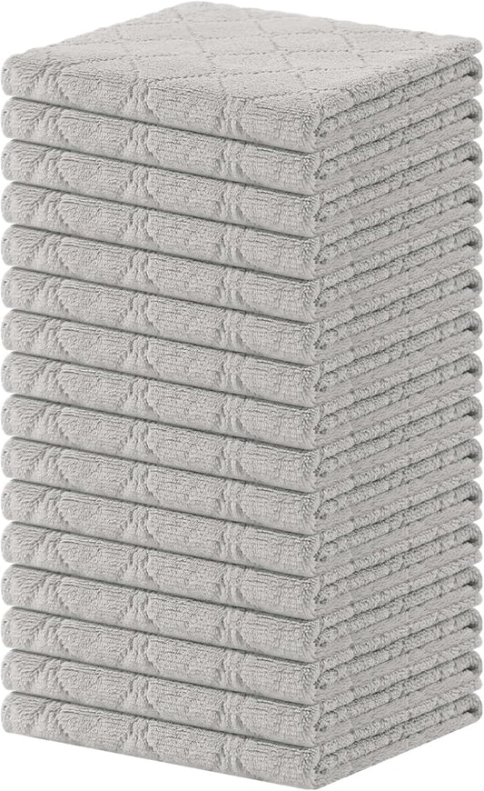 Homaxy 16 Pack Kitchen Cloths Dish Towels (13" x 19", Grey), Super Soft and Absorbent Coral Velvet Dishcloths, Fast Drying No Lint Microfiber Cleaning Cloth