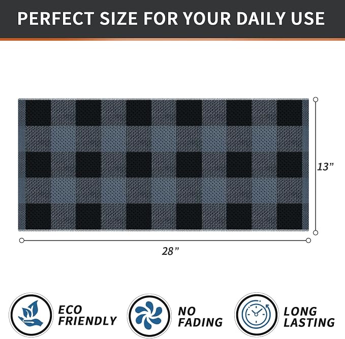 Homaxy 100% Cotton Waffle Weave Check Plaid Kitchen Towels, 13 x 28 Inches, Super Soft and Absorbent Dish Towels for Drying Dishes, 4-Pack, Black & Grey