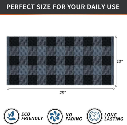 Homaxy 100% Cotton Waffle Weave Check Plaid Kitchen Towels, 13 x 28 Inches, Super Soft and Absorbent Dish Towels for Drying Dishes, 4-Pack, White & Black