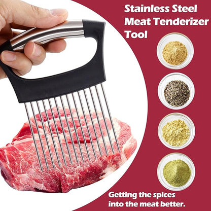 JAYVAR Extra-Large Onion Holder for Slicing, 304 Stainless Steel Large Onion Slicer with 14 Long Needles, Onions Cutter Vegetable Chopper, Tomato Cutter Slicer, Kitchen Gadgets for Evenly Slicing