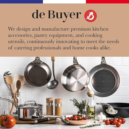 de Buyer CERANOA Ceramic Non-Stick Fry Pan - 12.5” Diameter, 8.7” Cooking Surface - Lyonnaise Design with French-Style Handle - Compatible with All Stovetops - Made in Europe