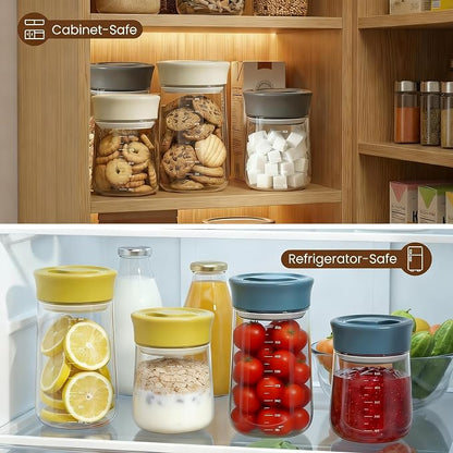 OURCABECUE 2026 Upgrade 90° Rotating Switch Lid Mason Jars (2 pack), 27 oz Wide Mouth Glass Storage Jars, Food Grade Overnight Oats Jars for Food Storage, Pickling, Meal Prep