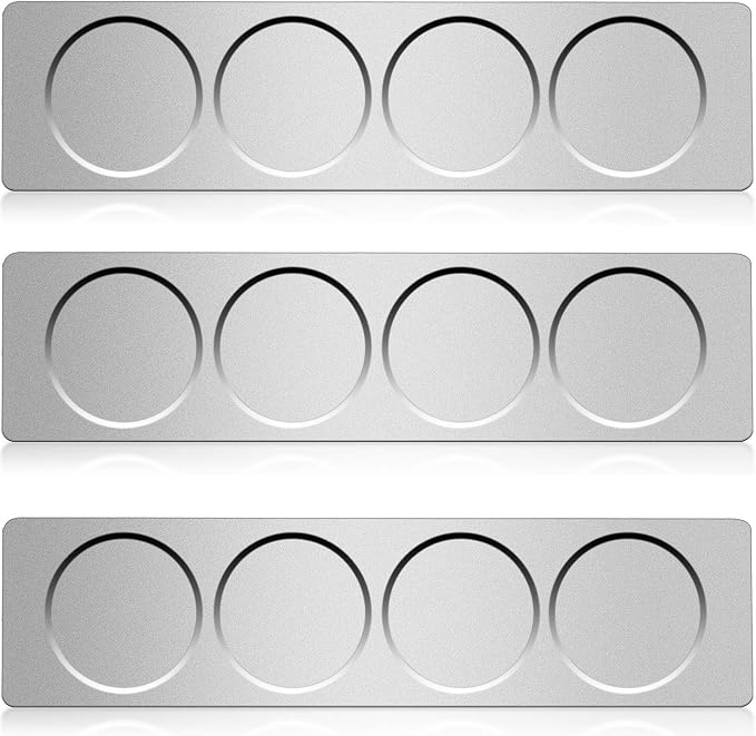 Chengu 3 Pieces Magnetic Spice Rack Stainless Steel Wall Plate Base Wall Mounted Base Under Cabinet Spice Rack for Home Magnetic Spices Jars Container Metal Panels Sticks Kitchen Supplies Camper Stove