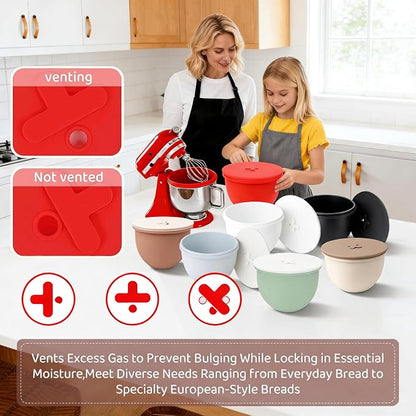 5 Qt Silicone Bowl Liners with Lids for Kitchenaid Mixer, 3-Pack Extra-Thick 2mm Kitchenaid silicone bowl insert for Kitchenaid, Precision Fit for Tilt-Head, Quick Replacement & Easy Clean