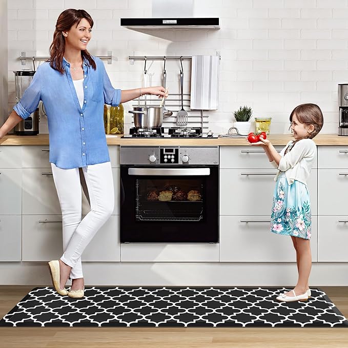 WISELIFE Anti Fatigue Floor Mat - 4/5 Inch Thick Kitchen Mat Non Slip Waterproof Heavy Duty Ergonomic Comfort Mat Durable for Home, Office, Sink, Laundry,(22" x 72", Black)