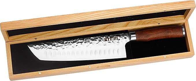 Route83 Classic Texas Chef's Knife Handmade Hammered American Walnut Wood