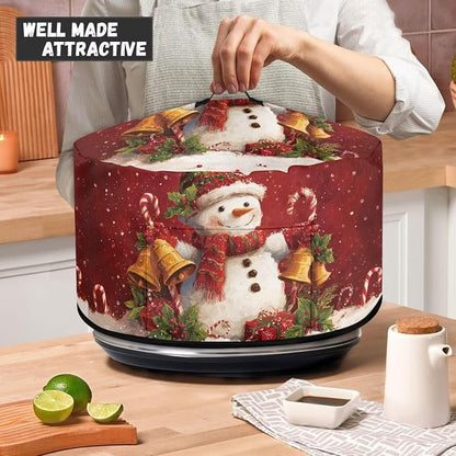 Bells Snowman Slow Cooker Cover Protection Crock Fits for Most 6-8 Quart Oval Slow Cooker Dustproof Small Appliance Accessories Christmas Decor