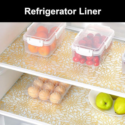 Cooyes Shelf Liners for Kitchen Cabinets Refrigerator Liners Waterproof & Oil-Proof Kitchen Cupboard Liner Drawer Mats EVA Material Non Adhesive Fridge Liner for Shelves（23.6" W x 360" L）