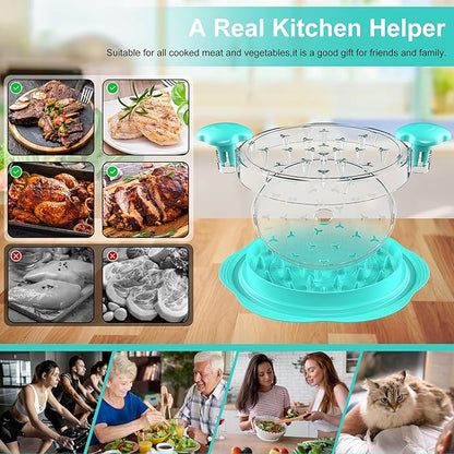 Chicken Shredder with Removable Plate - Manual Meat Shredder Tool with Transparent Lid & Cleaning Brush, Dishwasher Safe Kitchen Gadget for Shredding Chicken, Pork, Beef, Pulled Pork(Mint Green)