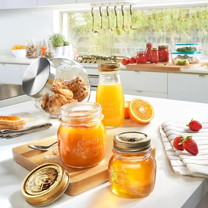 Bormioli Rocco Quattro Stagioni Bottle, 6.75 Oz - Glass Storage Jar with Airtight Twist Lid for Kitchen Organization, Pantry Canning, Homemade Gifts & Dry Food Storage (4.6"x2.75") - Made in Italy