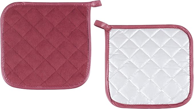Pot Holders Cotton Made Machine Washable Heat Resistant Potholder, Pot Holder, Hot Pads, Trivet for Cooking and Baking (5, Ruby)
