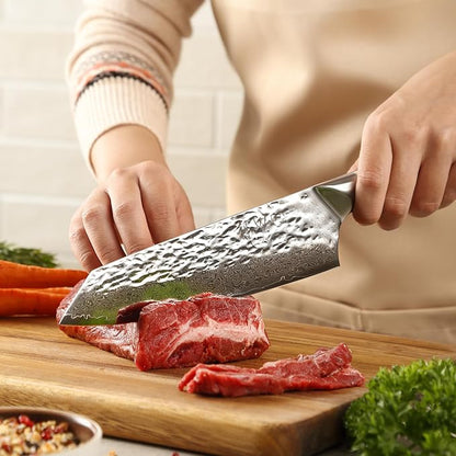 Wakoli Pearl Blanche Damascus Kitchen Knife Set, 3-Piece Professional Chef Knife Set | 67-Layer Damascus Steel with VG10 Core | White G10 Handles | Gift Box