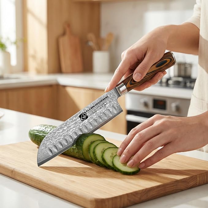 4Pcs Damascus Knife Set, VG10 Steel Core Damascus Kitchen Knife Set with G10 Handle, 8" Chef, 7" Santoku, 5" Utility & 3.5" Paring Knife for Cooking Enthusiasts & Restaurants