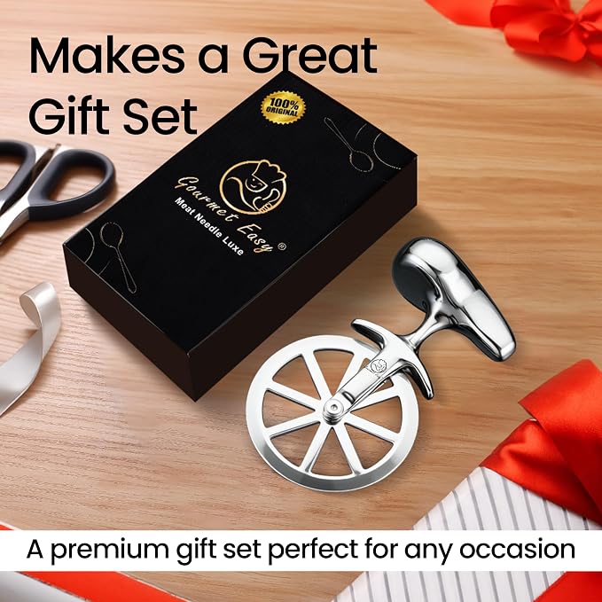 Unicycle Pizza Cutter Wheel, Durable Premium Stainless Steel One-Piece Sharp Blade, Mirror Polished No-Wobble Design, Ergonomic Non-Slip Handle, Easy to Clean Kitchen Gadgets, 5-Year Warranty