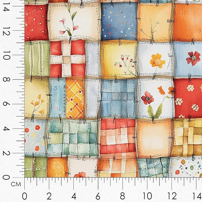 Patchwork Mushroom Cotton Fabric Panel – 6 Designs (10×10 inch Each) + Bonus Sheet 29.5×19.6 inch, 100% Cotton 140 GSM, Made in Türkiye