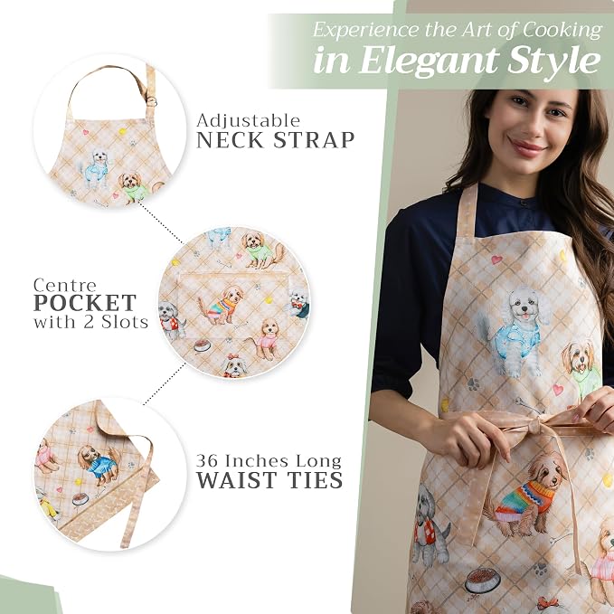 Maison d' Hermine 100% Cotton Apron for women with Pocket Kitchen Chef Apron for Men Cooking Spring Summer