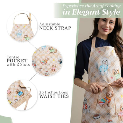 Maison d' Hermine 100% Cotton Apron for women with Pocket Kitchen Chef Apron for Men Cooking Spring Summer