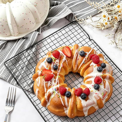 Vinino 9.6" Silicone Fluted Tube Cake Pans with Metal Reinforced Frame, Pound Cake Pan Mold, BPA Free Silicone Cake Pans for Cake, Bread, Jello, Gelatin, Flan