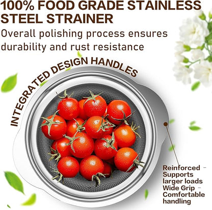 Colander, Stainless Steel Colander for Kitchen, Stainless Steel Strainer, Pasta Strainer for Spaghetti Fruits Vegetables Cooking Food, Kitchen Food Strainer - 3 QT