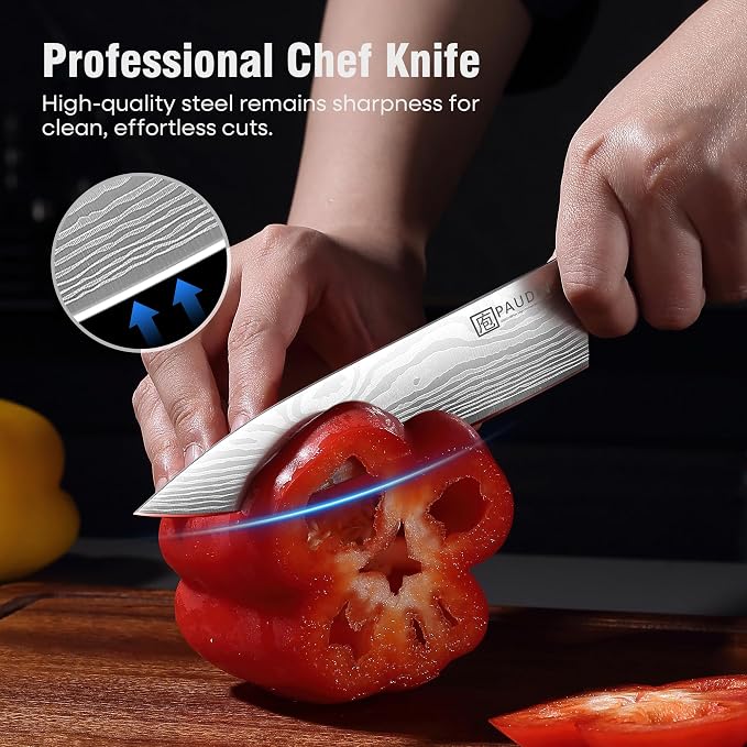 PAUDIN Chef Knife, 6 Inch Sharp Kitchen Knife, High Carbon Stainless Steel Utility Knives with Ergonomic Handle, Small Knifes for Home and Restaurant