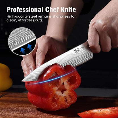PAUDIN Chef Knife, 6 Inch Sharp Kitchen Knife, High Carbon Stainless Steel Utility Knives with Ergonomic Handle, Small Knifes for Home and Restaurant