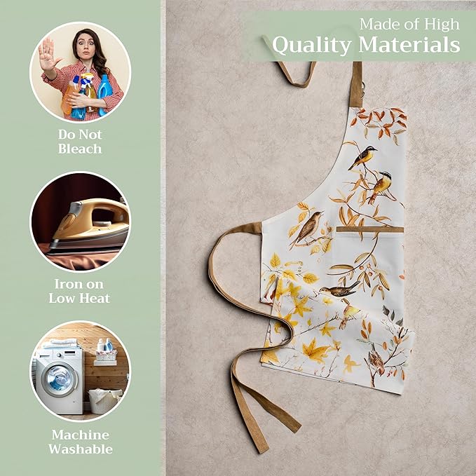 Maison d' Hermine 100% Cotton Apron for women with Pocket Kitchen Chef Apron for Men Cooking Spring Summer