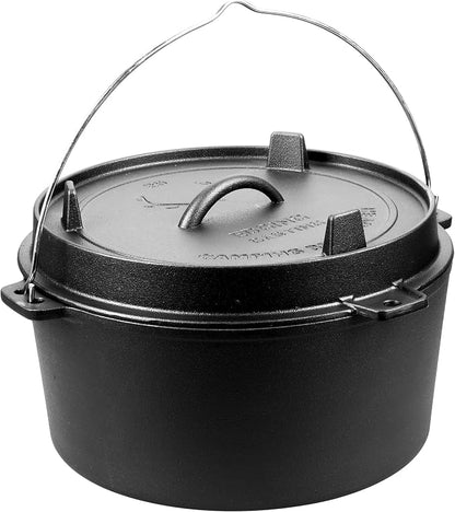 EDGING CASTING Pre-Seasoned Cast Iron Camping Dutch Ovens, Outdoor Camping Dutch Oven Pot with Lid Tripod, 8 Quart