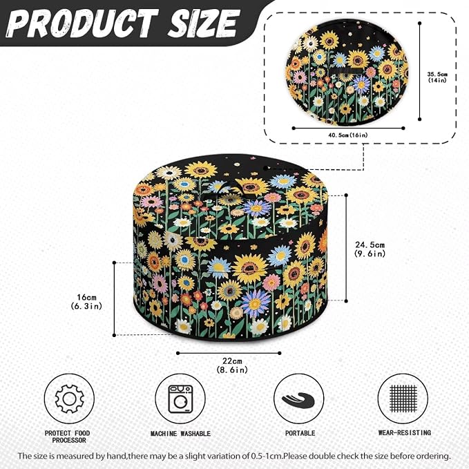 Sunflower Daisy Slow Cooker Cover for Pot Dust Cover Fits for Most 6-8 Quart Oval Slow Cooker Dustproof Small Appliance Accessories Decor