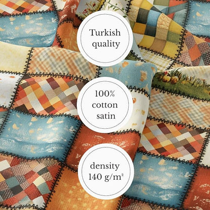 100% Cotton Fabric by the Yard – Turkish Quality Quilting & Sewing Fabric, 1 Yard x 1.69 Yards Wide, Patchwork Cotton for Crafts