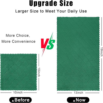 Homaxy 12 Pack Dish Towels for Kitchen (13 x 19 Inches, Dark Green), Super Soft and Absorbent Coral Velvet Dish Cloths for Washing Dishes, Nonstick Oil Fast Drying Microfiber Cleaning Cloth