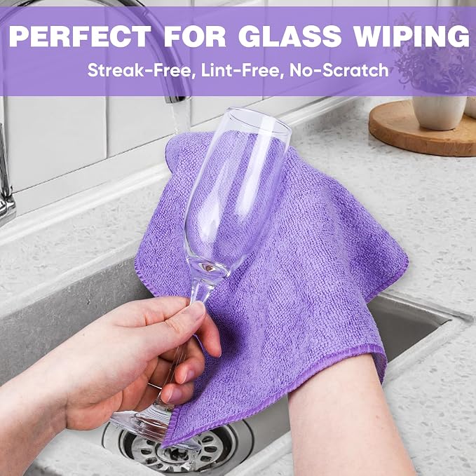 TEAWOO 10 Colors Microfiber Cleaning Cloths, 400 Pack Assorted Cleaning Rags, Highly Absorbent Microfiber Towels for Car, Kitchen, Bathroom and Household Cleaning, 11.8"X11.8"