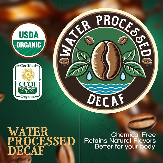 The Bean Organic Coffee Company Water Processed DECAF Aloha Bean (Hawaiian Hazelnut), Medium Roast, Ground Coffee, 5-Pound Bag, Café Molido Tostado Orgánico descafeinado