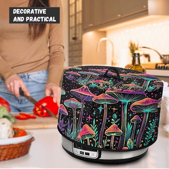 Mushroom Pattern Slow Cooker Cover Protection Crock Fits for Most 6-8 Quart Oval Slow Cooker Dustproof Small Appliance Accessories Decor