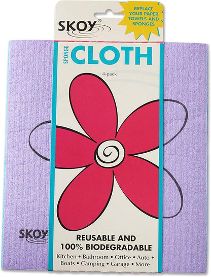 Skoy Cleaning Bundle - Cloth, Scrub, Red Towel and Sink Holder – Environmentally Friendly, Kitchen & Household Use, Plastic-Free Packaging, Great Gift Idea!