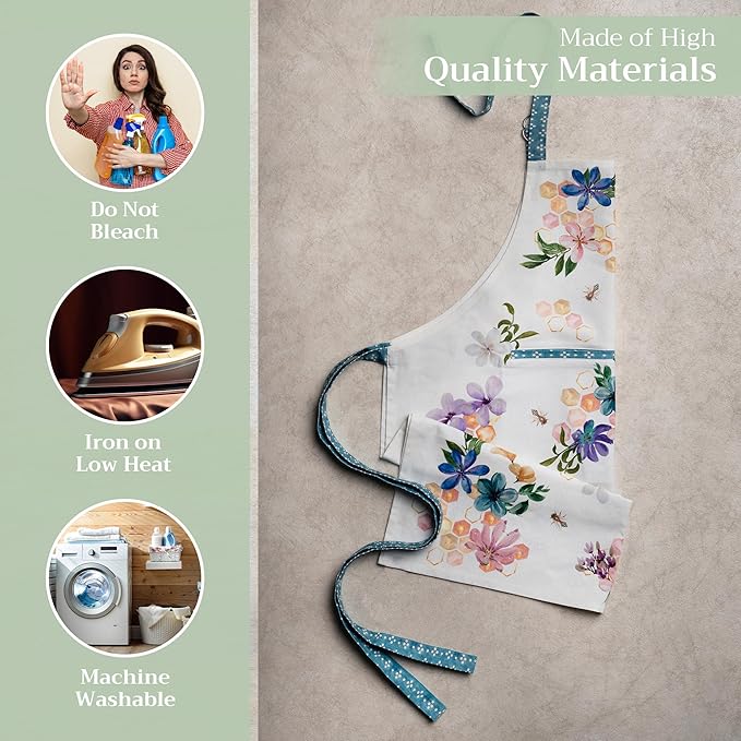 Maison d' Hermine 100% Cotton Apron for women with Pocket Kitchen Chef Apron for Men Cooking Spring Summer