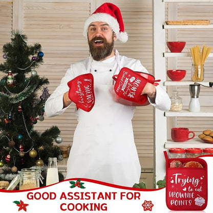 Layhit 12 Pieces Christmas Pot Holders with Pocket Heat Resistant Oven Mitts Hot Pads Farmhouse Cookie Bag for Kitchen Baking Cooking Appreciation Gift(Red and Green)