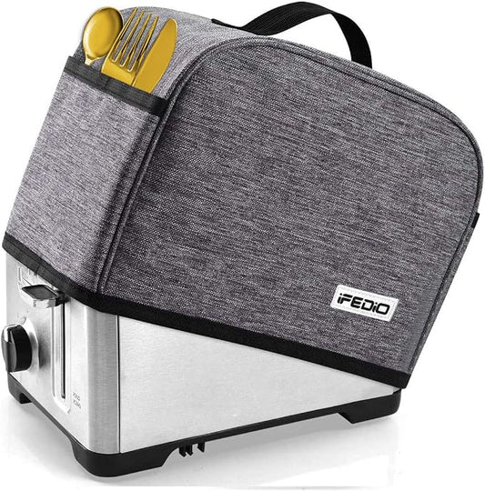 2 Slice Toaster Cover with Two Pockets for Storing knife,Grey