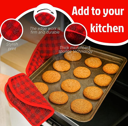 Set 2X Black 7" sq. x 4" H Red Microwave Bowl Cloth Hot Pads Pot - Microwave Safe Holder Multipurpose Heat Resistant Plate Holder Polyester Potholder - Protector for Heat Soup, Food, Meals