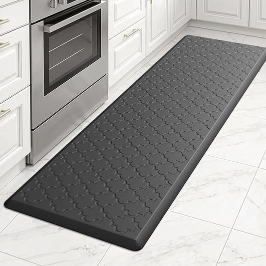 Kitchen Mat Cushioned Anti Fatigue for Floor, Non-Slip Waterproof Comfort Rug for Kitchen Sink, Standing Desk & Laundry, 17.3"x60", Black