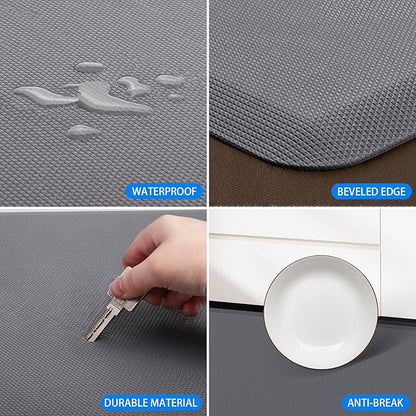 HappyTrends Kitchen Mat Cushioned Anti-Fatigue Rug Non-Slip Kitchen Rugs Stain Resistant Ergonomic Comfort Mat for Floor, Office, Sink, Laundry (17.3"x 39", Grey)