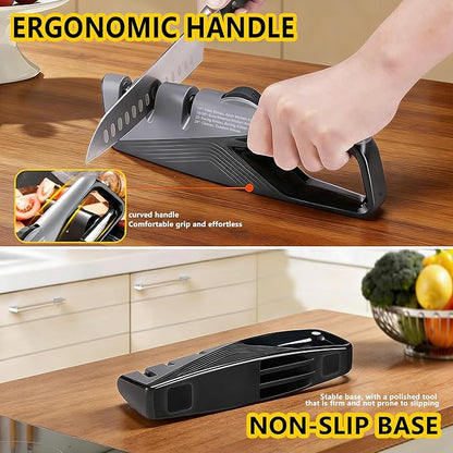 Knife Sharpener, 5 Adjustable Angle, 3 in 1 Professional Chef's Kitchen Knife Accessories, Kitchen Blade & Scissors Sharpening Tool, Versatile Manual Knife Sharpener, Easy to Use, for Kitchen Knife