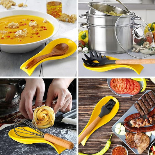 Hasense Ceramic Spoon Holder for Stove Top, Large Cooking Heat-Resistant Spoon Rest for Kitchen Counter, 8.7 Inch Utensil Rest for Spatula, Ladle and Tong, Microwave Safe and Dishwasher Safe, Yellow