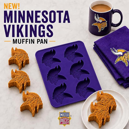 Masterpieces NFL Minnesota Vikings Muffin Pan - Silicone, Dishwasher Safe, Team Colors, Perfect Minnesota Vikings Gifts