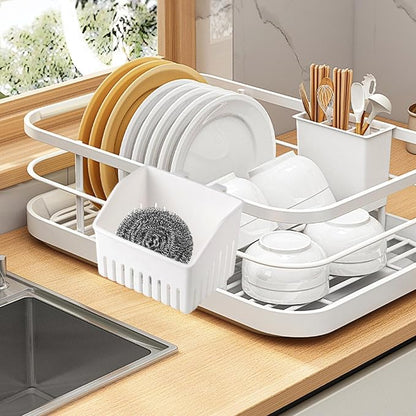 Cutlery Drying Rack - Utensil Drainer | Cutlery Drainer for Sink | Drying Rack Holder | Kitchen Drying Basket | Spoon Knife and Fork Storage Basket | Silverware Holder (White B 2pcs)