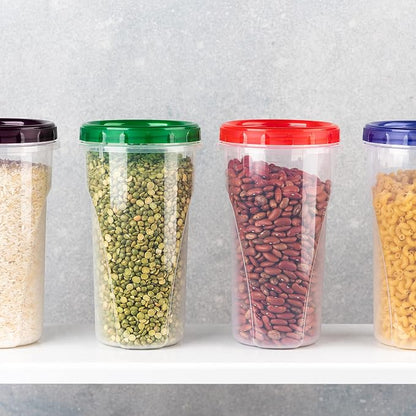 PLASTICPRO [48 oz 4 Pack] Twist Top Deli Containers Clear bottom With blue Top Twist on Lids Reusable, Stackable, Food Storage Freezer Container Pack of 4