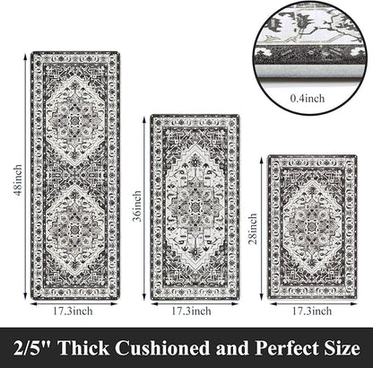 Cushioned Kitchen Rug Sets 3 Piece Anti Fatigue Kitchen Mats for Floor Non Slip Waterproof Kitchen Rugs and Mats Comfort Standing Mat Runner for Home Office,Sink,Laundry